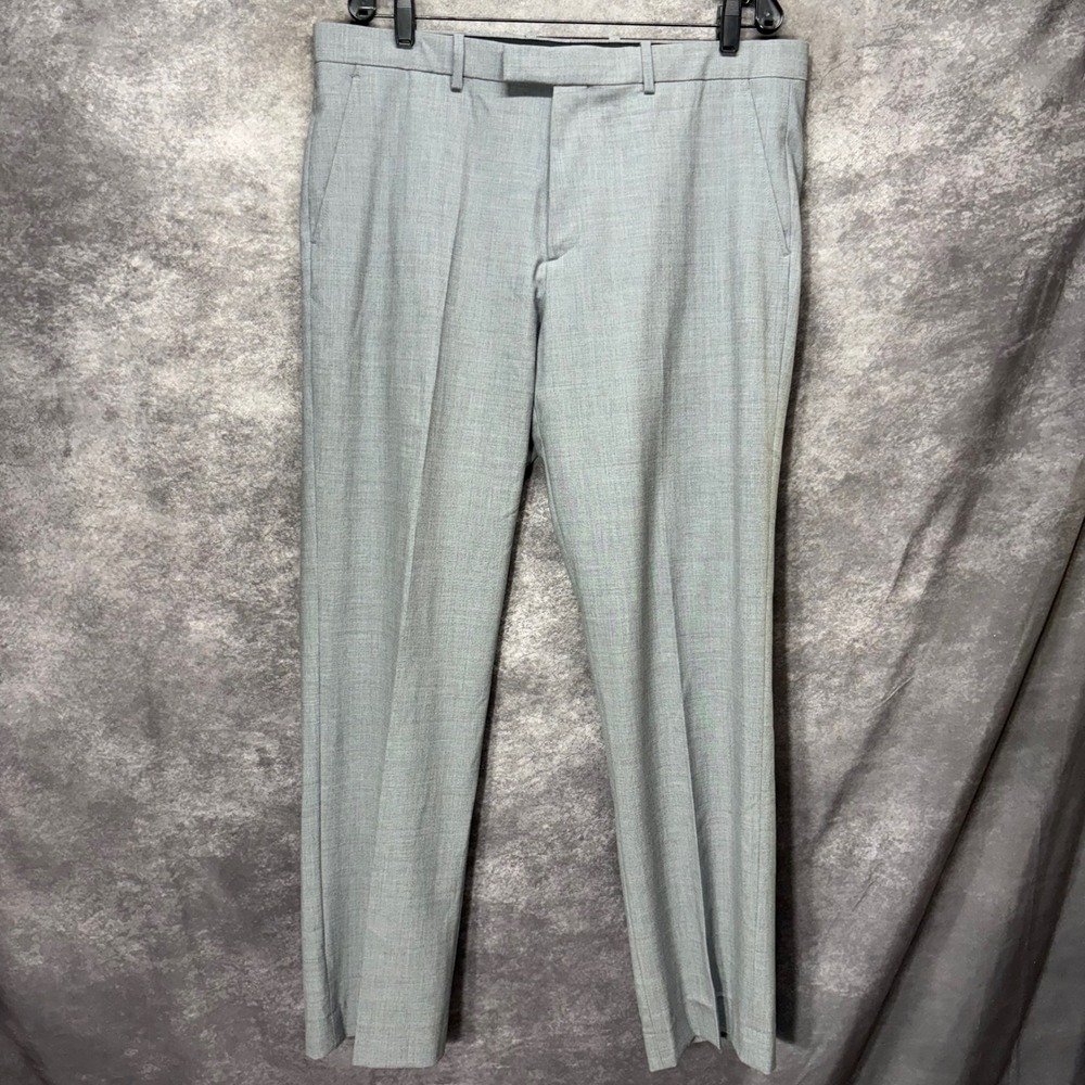Theory Mens Light Gray Wool Stretch Dress Pants Size 36 Slim Straight Business